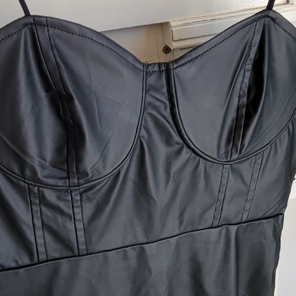 NWT MISS SELFIS Faux Leather Corset Top Mini Dress - Picture 8 of 10
